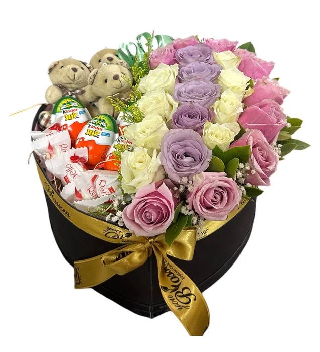 Teddy Bear Colourful Roses