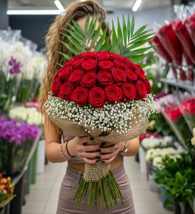 Natural Passion: Kırmızı Gül & Cipso Buketi