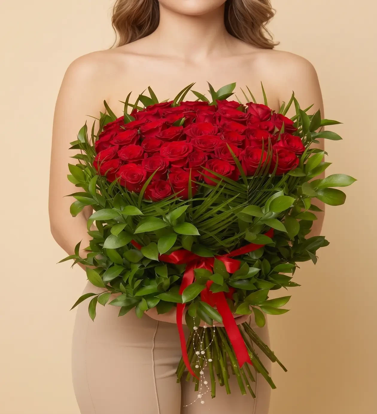 Royal Romance: Premium Kırmızı Gül ve İnci Detaylı Evlilik Teklifi Çiçeği