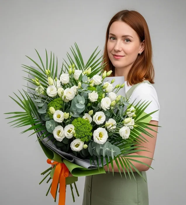 In Nature’s Embrace: White Lisianthus Bouquet