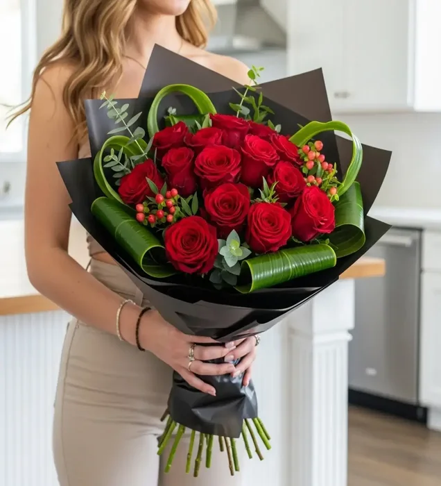Midnight Passion Sevgiliye Kırmızı Gül Buketi