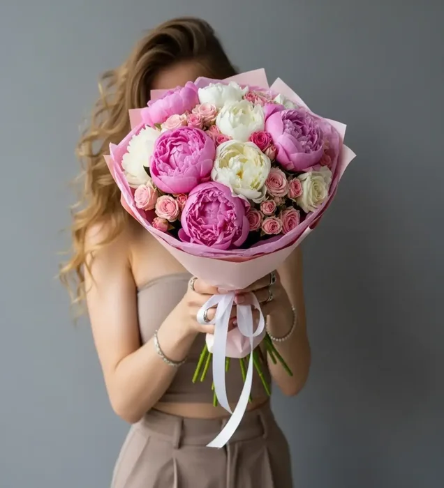 Pure Peony Bliss: Beyaz & Pembe Şakayık Buketi