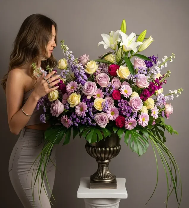 Lilyum & Pastel Güller Premium Vazoda Çiçek Aranjmanı