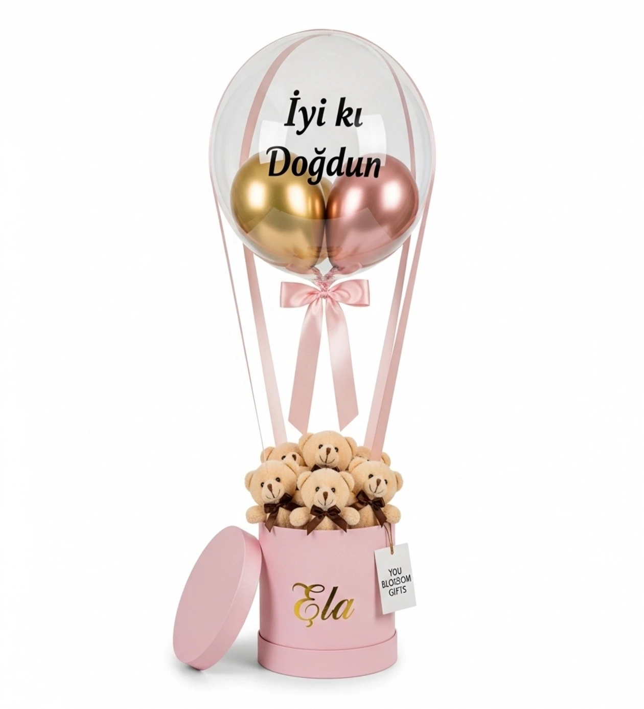 İyi ki Doğdun Hediye Balon Kutusu – Ayıcık & Balon Sürprizi