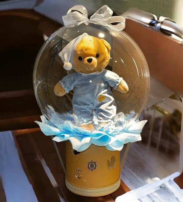 Sevimli Mavi Pijamalı Ayıcıklı Balon Kutusu