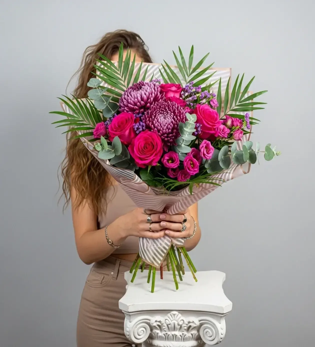 Royal Fuchsia Gül & Mor Anastasia Buketi