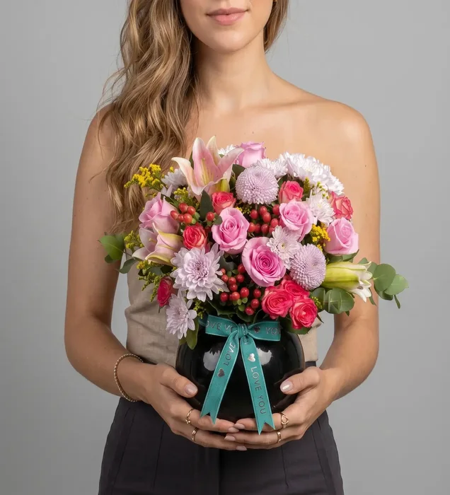 Signature Flower: Pembe Gül ve Lilyum Tasarımı
