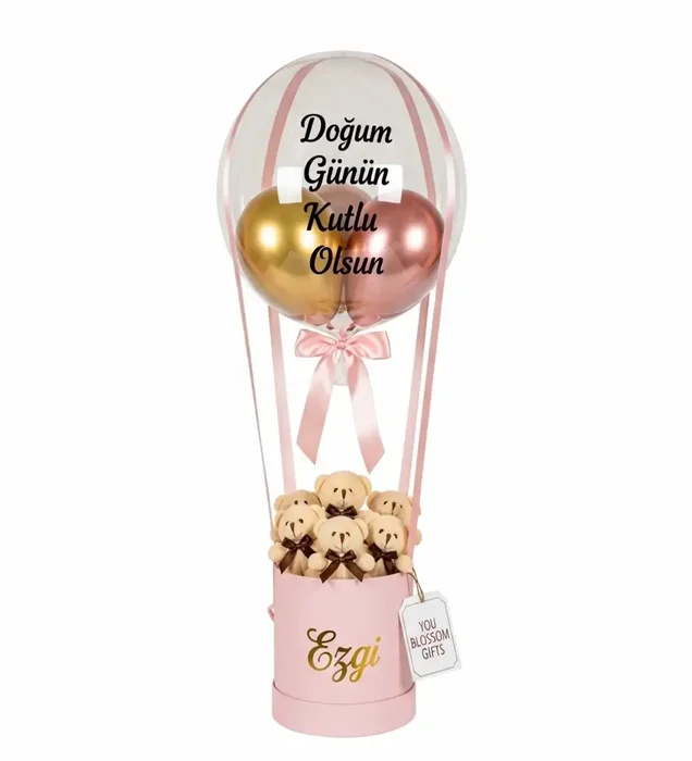 Doğum Günün Kutlu Olsun Hediye Balon Kutusu – Ayıcık & Balon Sürprizi