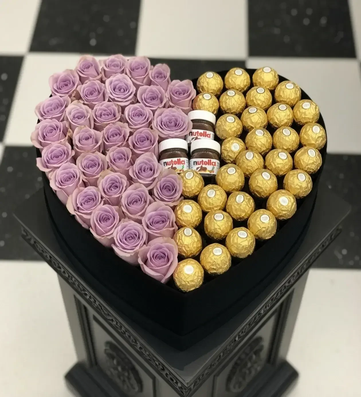 Lilac Elegance: Lilac Rose, Ferrero & Nutella Heart Box