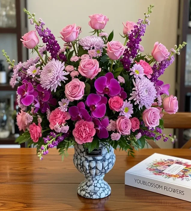 Love in Marble: Luxurious Pink & Purple Arrangement