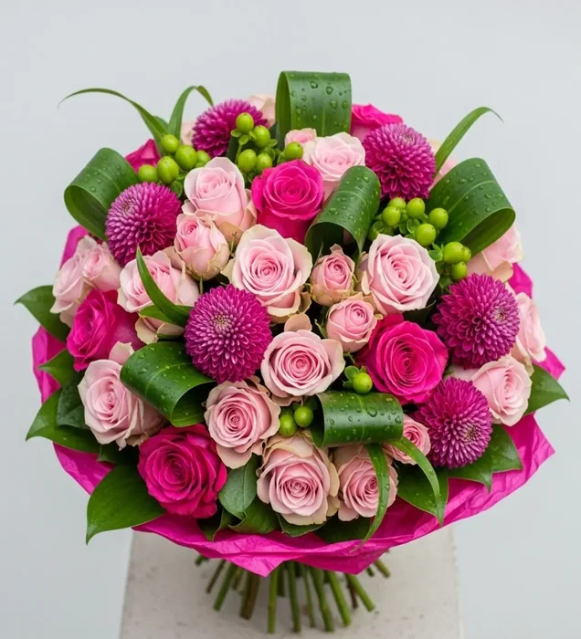 Pink Large: Rose and Chrysanthemum Mixed Premium Bouquet