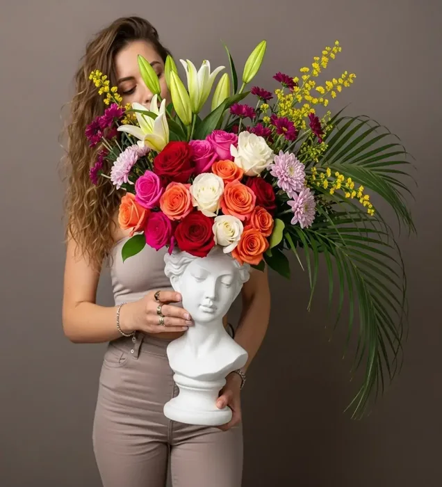 Aphrodite Bloom Sanat Formunda Gül & Lilyum Premium Çiçek