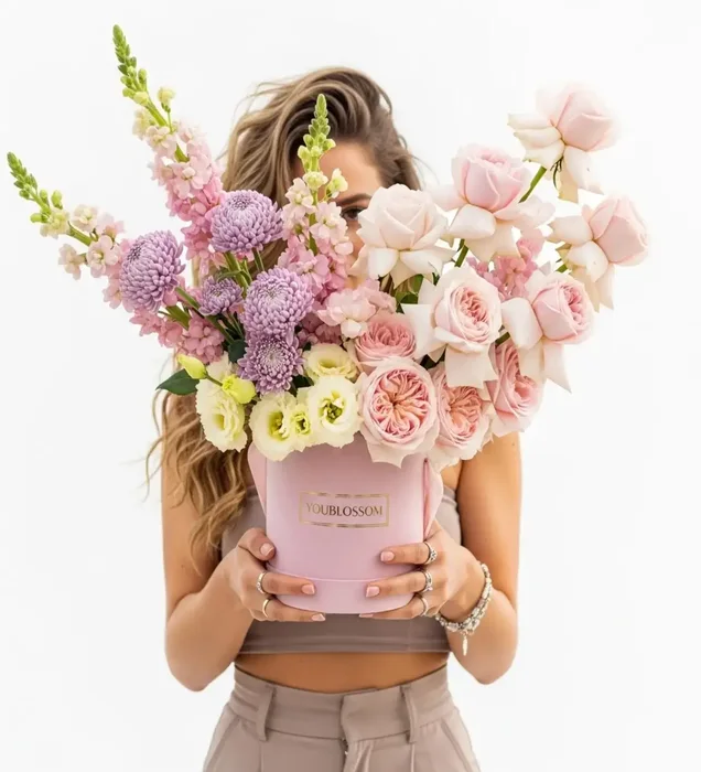 Premium Pastel Gül & Lila Anastasia Çiçeği Aranjmanı