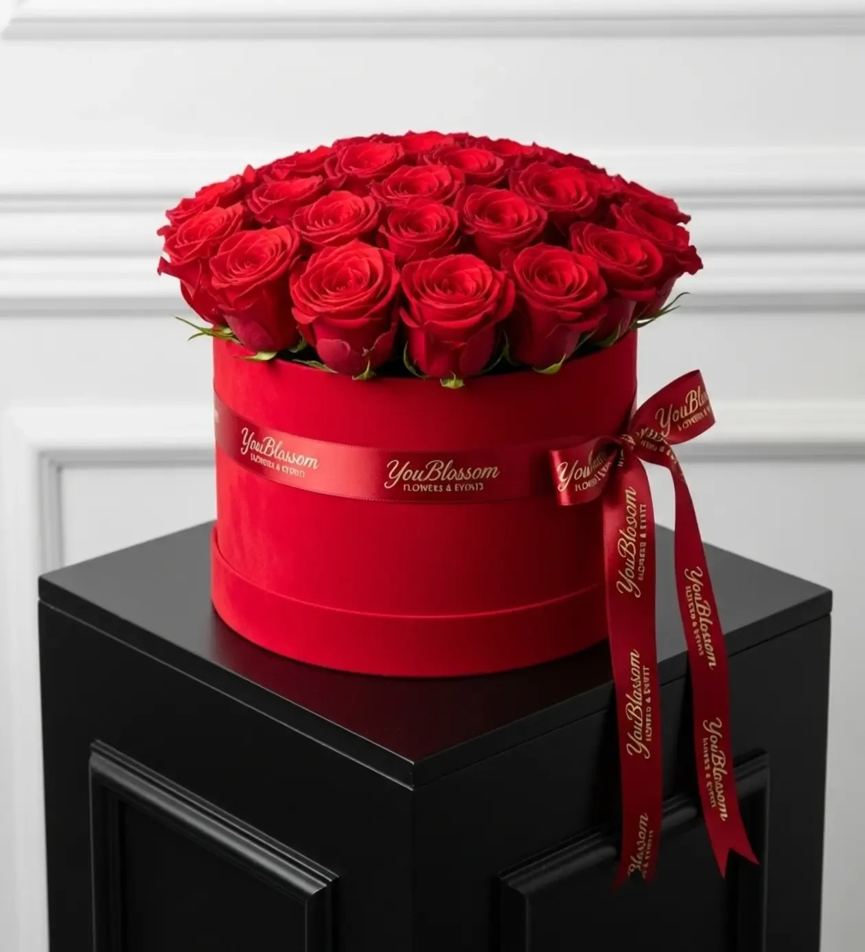Velvet Love: Luxury Box Arrangement with Red Roses