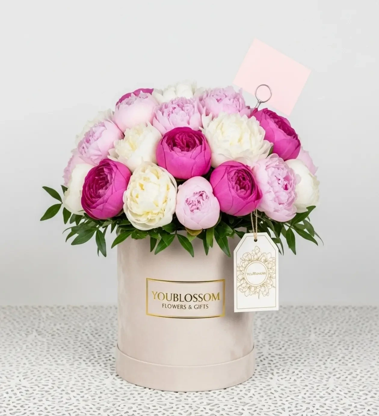 Elegant Touch Pink & White Peony Arrangement