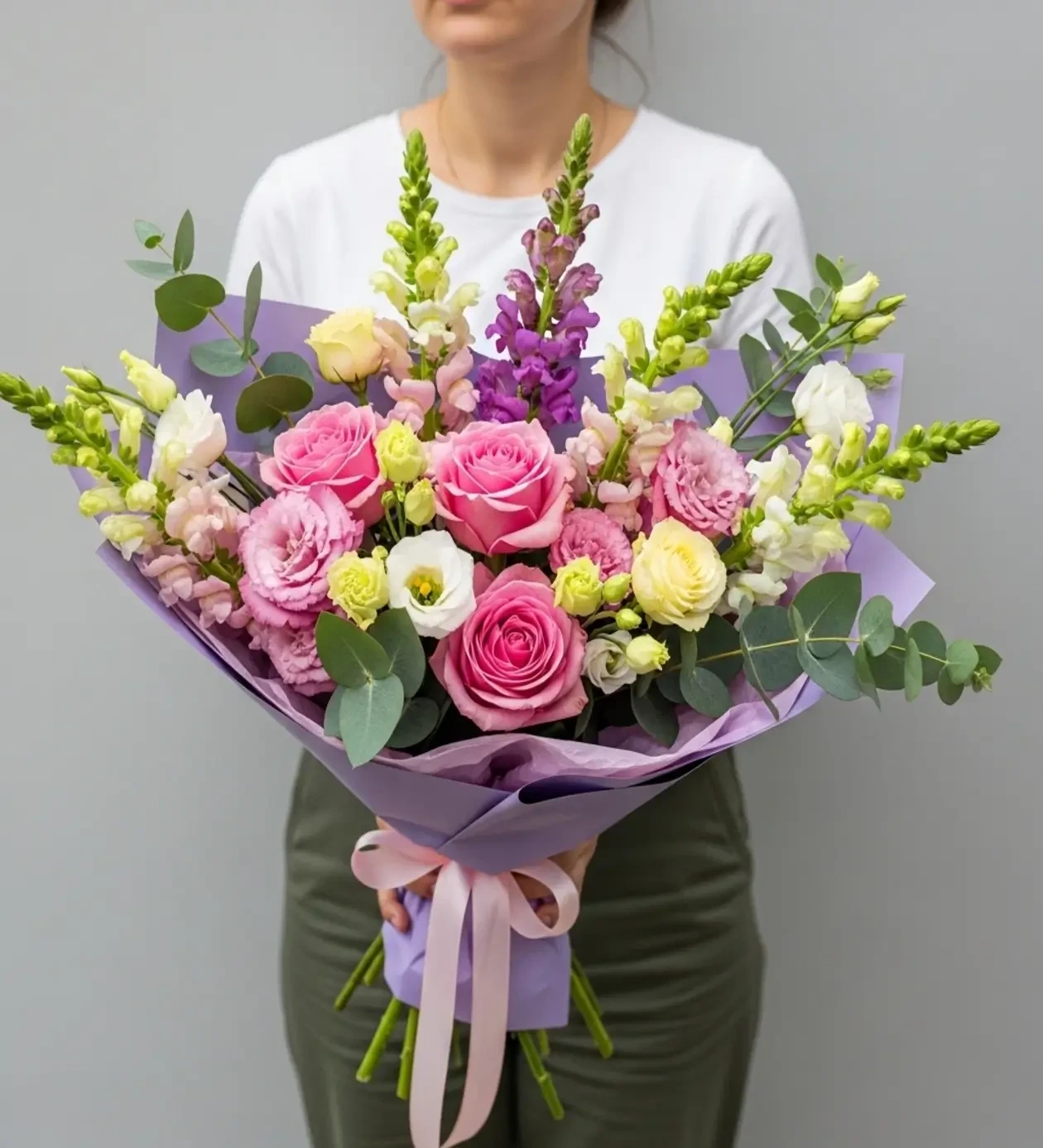 Lilac Dream Pembe Gül & Lisianthus Buketi