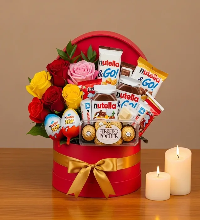 Tatlı Kutlama: Nutella, Kinder & Güllerle Dolu Lüks Hediye Kutusu