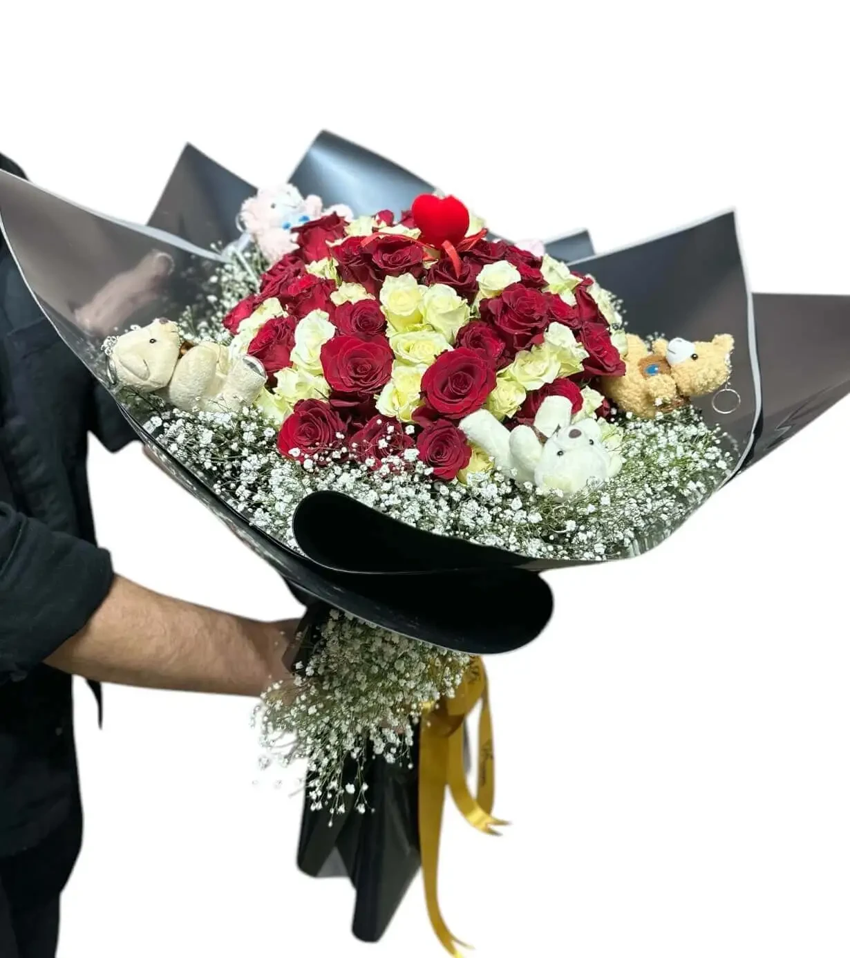 101 Kırmızı ve Beyaz Exclusive Gül Buketi