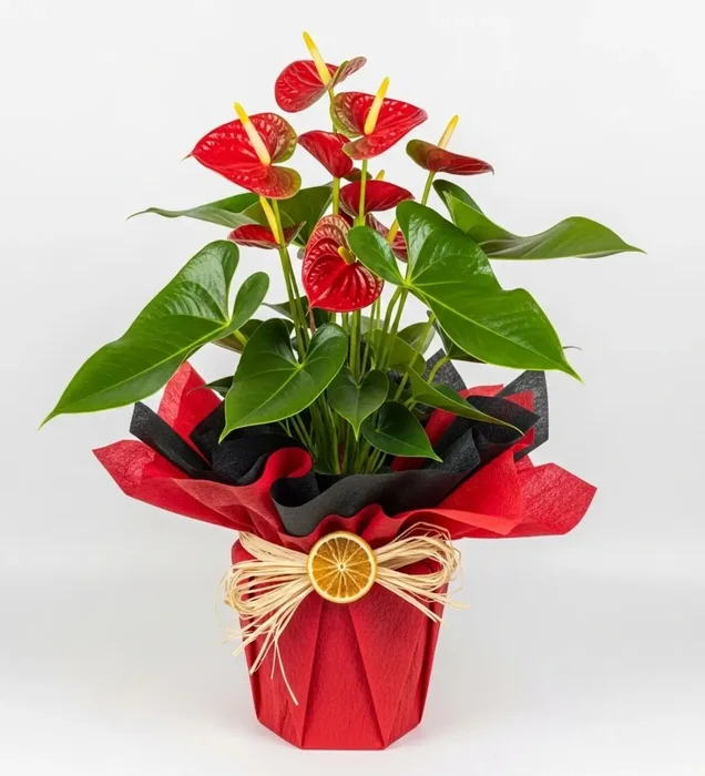 Red Hearts Live Potted Anthurium