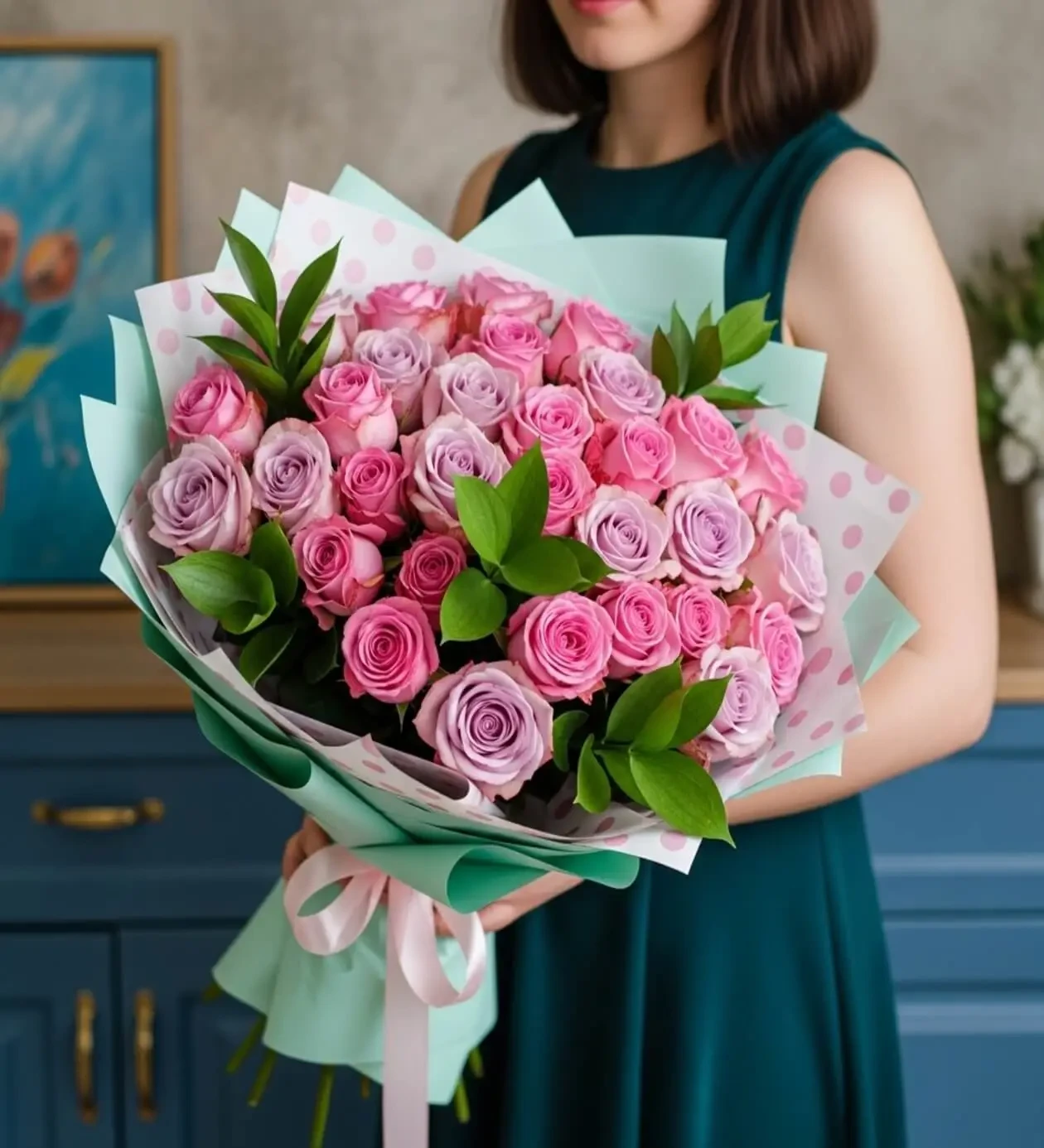 Pastel Love: Pembe ve Lila Gül Buketi