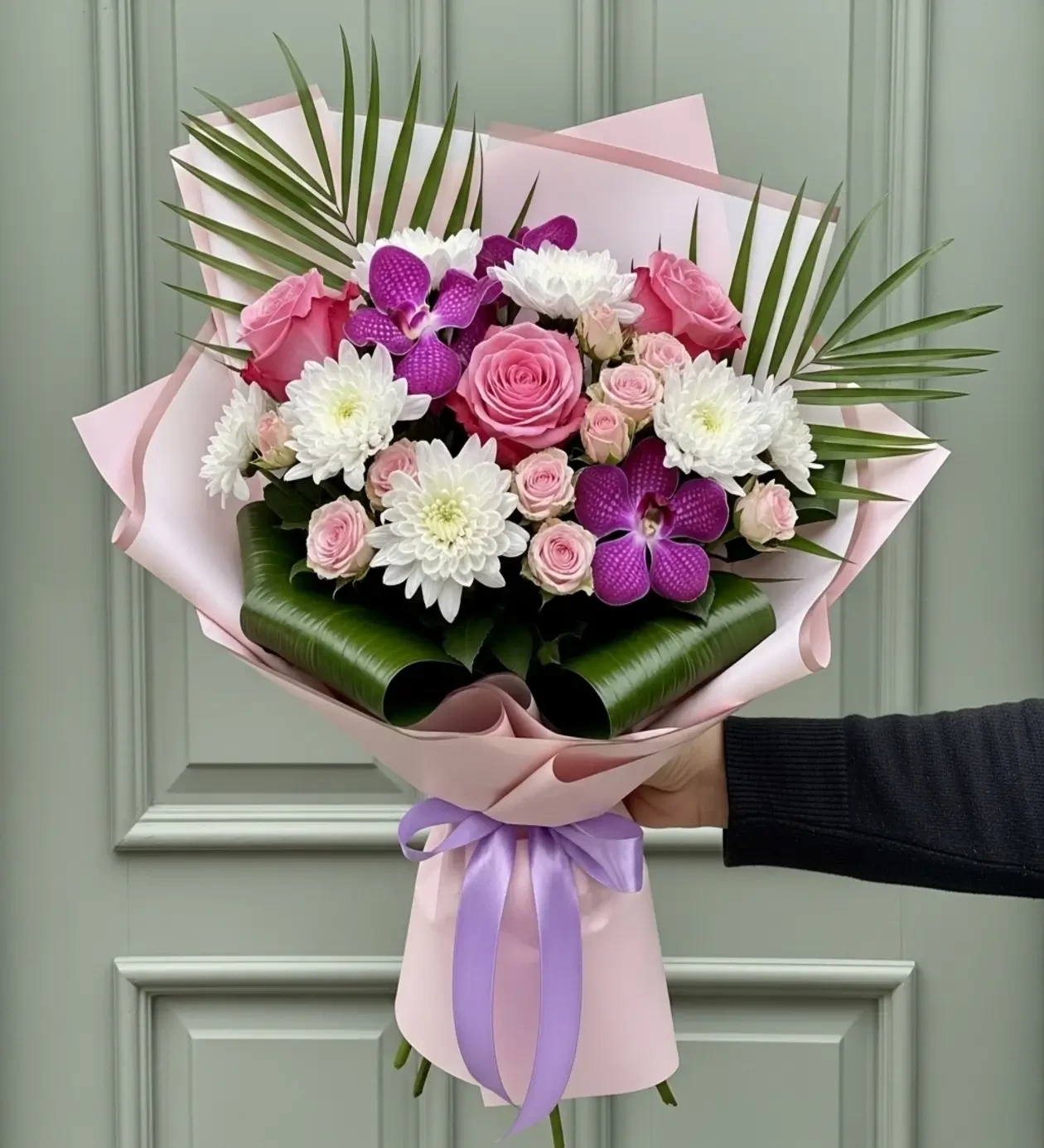 Tropical Romance: Orchid, Rose, and Chrysanthemum Bouquet
