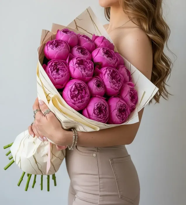 Flower of Passion: Fuchsia Peony Premium Bouquet