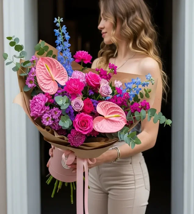 Flamingo Elegance Lüks Anthurium & Gül Buketi