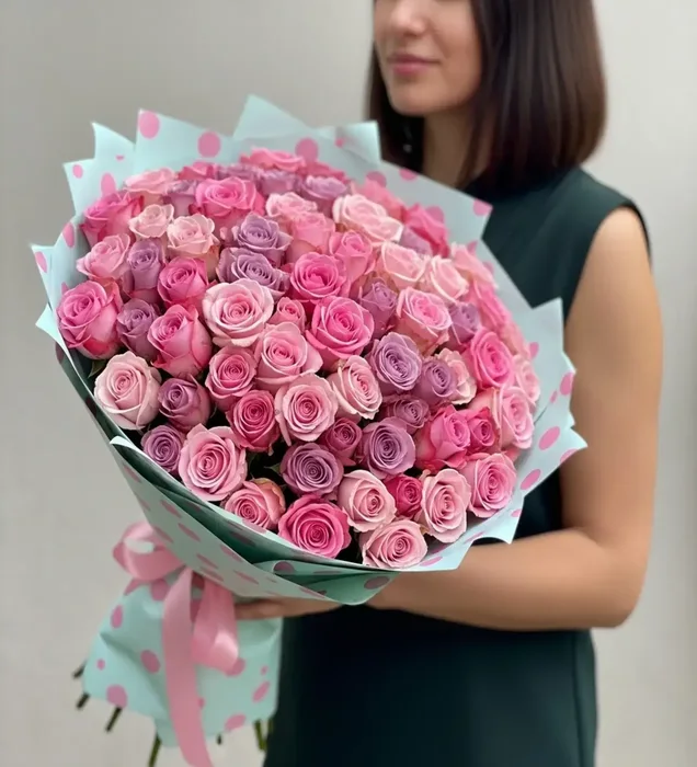 101 Adet Gül: Pembe & Lila Aşk Buketi