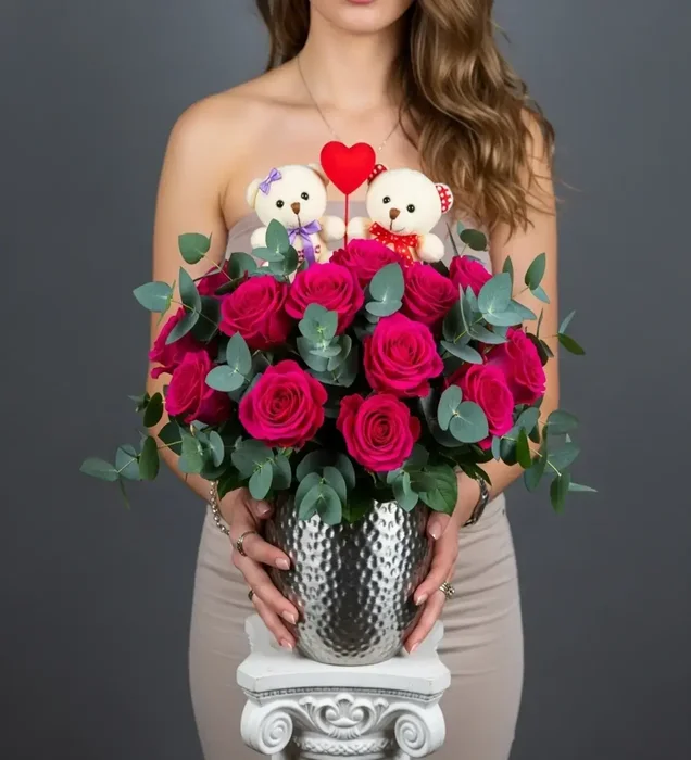 Doğum Günü Hediyesi Sweet Love Teddy Çiçek Aranjmanı