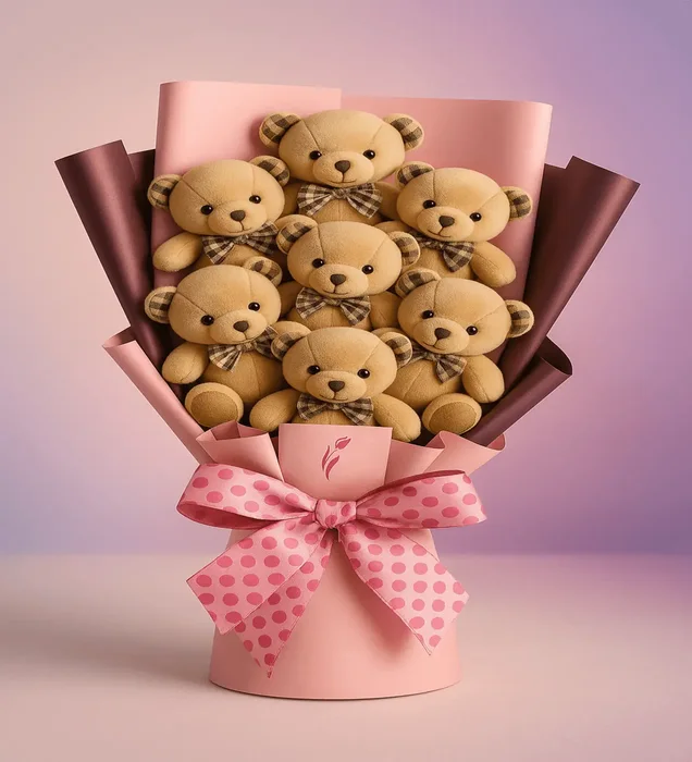 The Teddy That Hugs Happiness Ayıcık Buketi