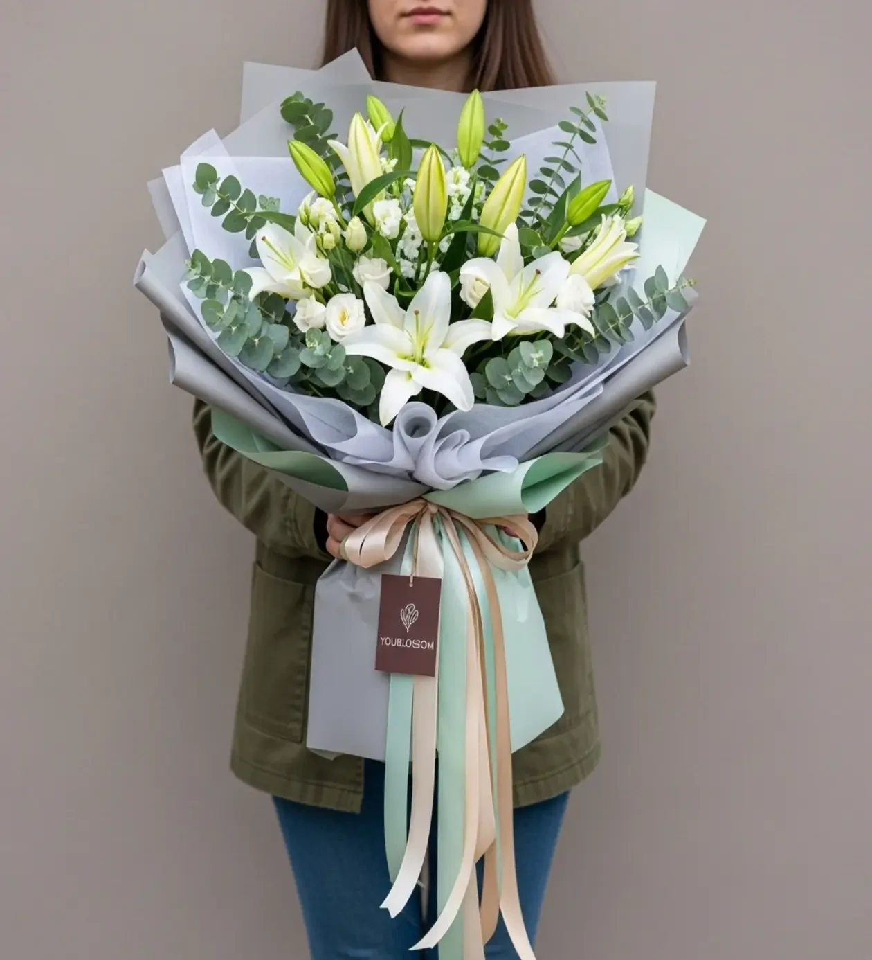 Premium Pure White Lily Bouquet