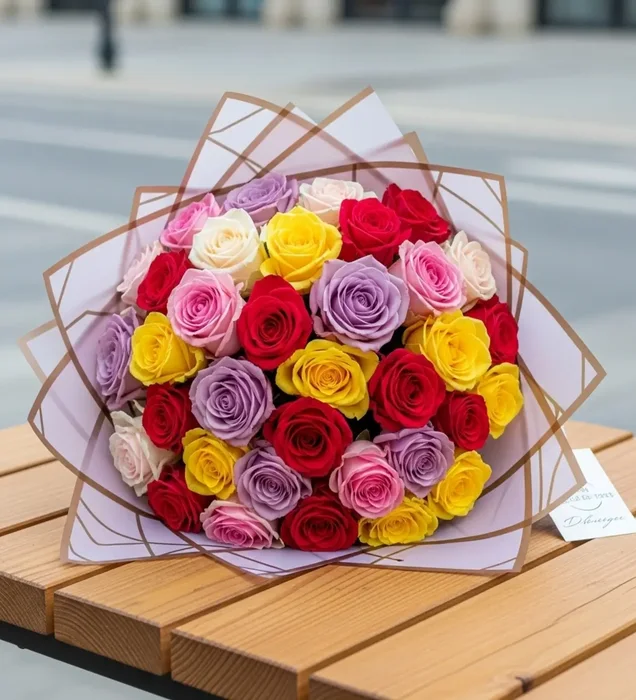 Colorful Rose Fest 35’li Karışık İthal Gül Buketi