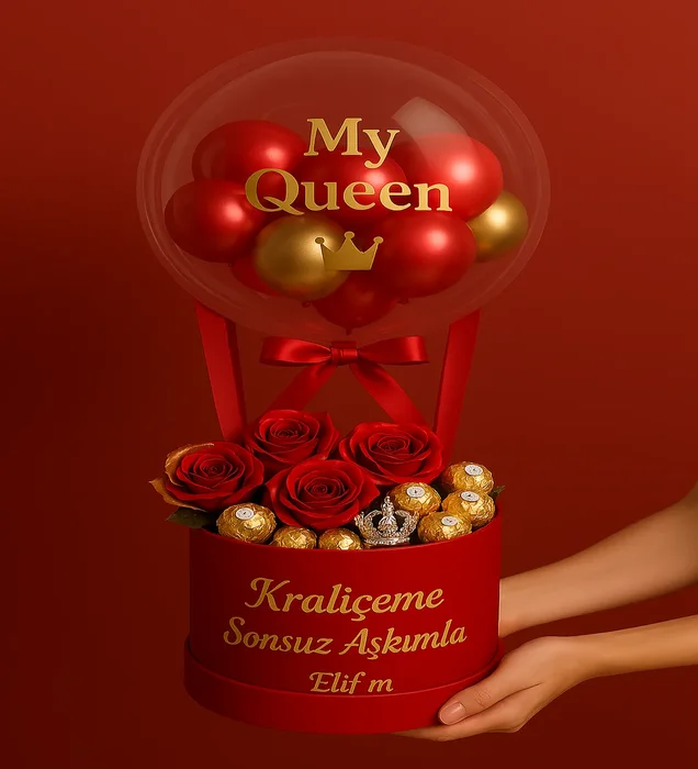 Evlilik Yıl Dönümüne Balonlu Sürpriz Balon Kutusu